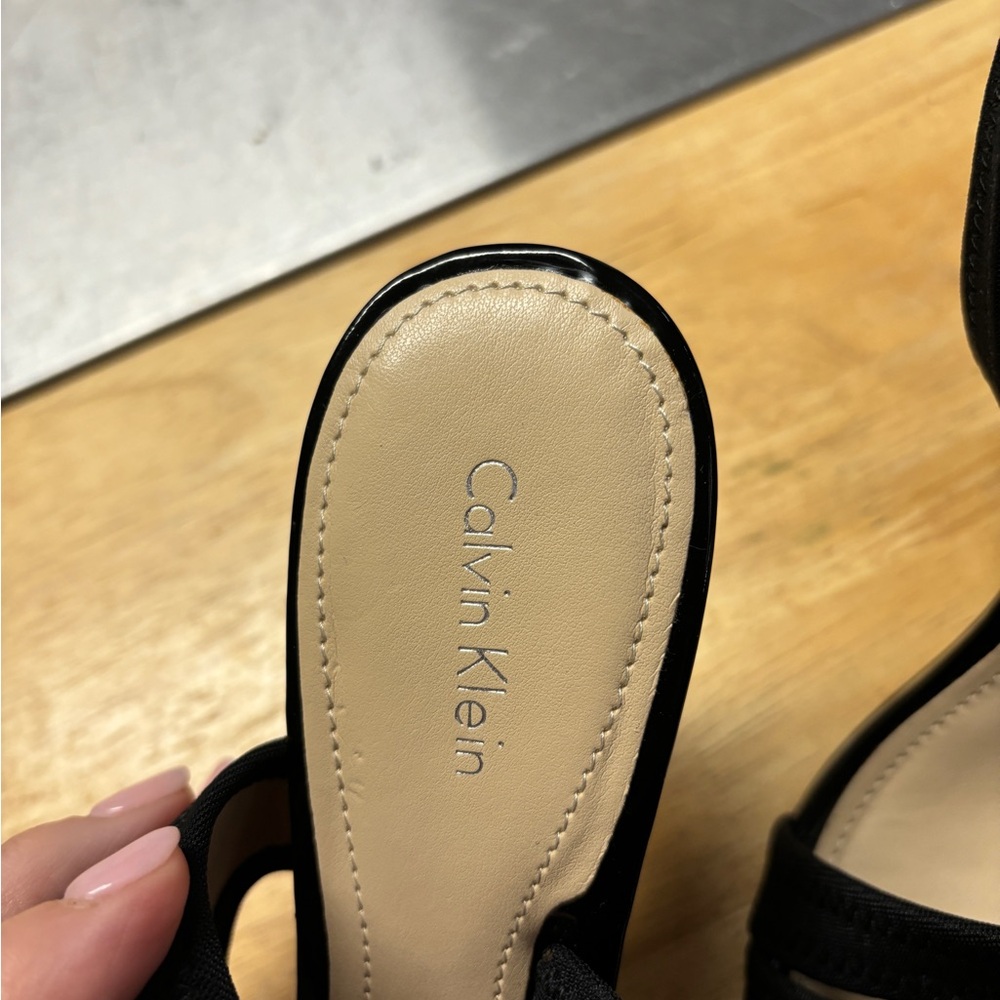 Calvin Klein Black Strappy Slingback Heels - Picture 2 of 8
